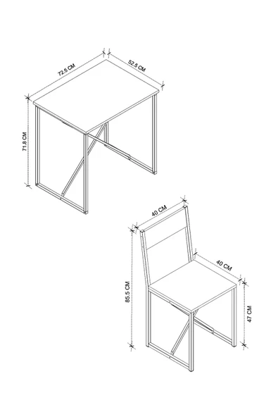 Bofigo 2li Mutfak Seti Mutfak Masa ve Sandalye Seti Balkon Masası Cafe Seti Maysa Beyaz - Resim 6