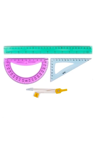 Ark Kırılmaz Çizim Seti Pergel Cetvel Açı Ölçer Gönye ürün görseli