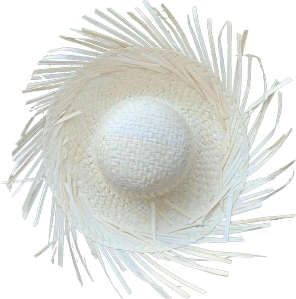 Tropikal Parti Beyaz Hasır Hawaii Şapkası ürün görseli