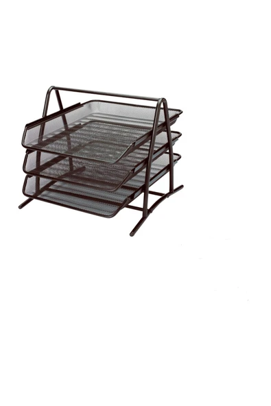 3A Metal Perfore Evrak Rafı 3'lü Siyah ürün görseli