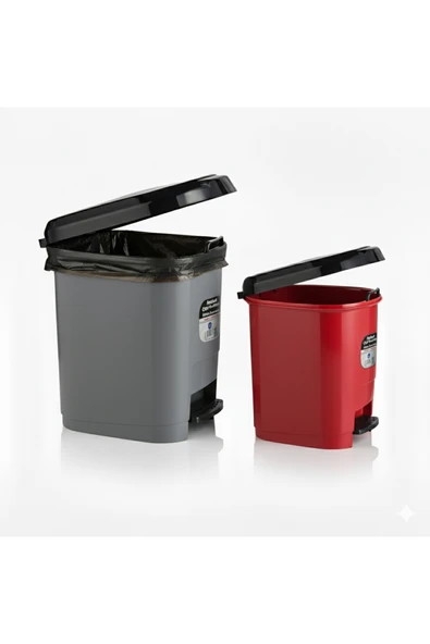 Ark 20 Lt ve 9 Lt Plastik Pedallı Çöp Kovası 2'li Set - Resim 3