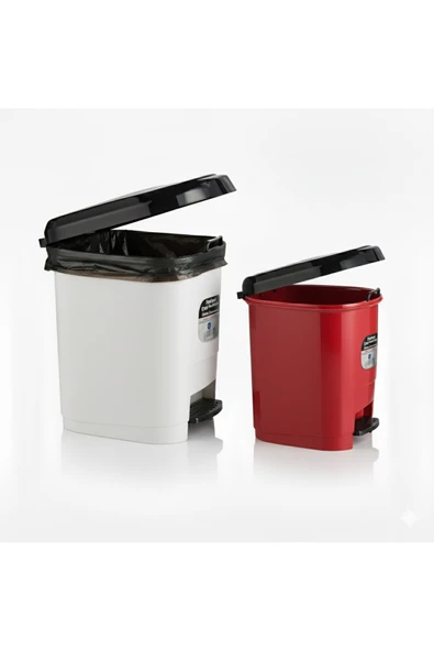 Ark 20 Lt ve 9 Lt Plastik Pedallı Çöp Kovası 2'li Set - Resim 4