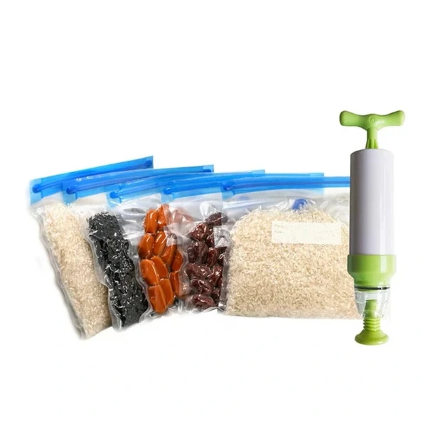 Manuel Vakumlu Gıda Saklama Poşeti ve Pompa Seti - Resim 4