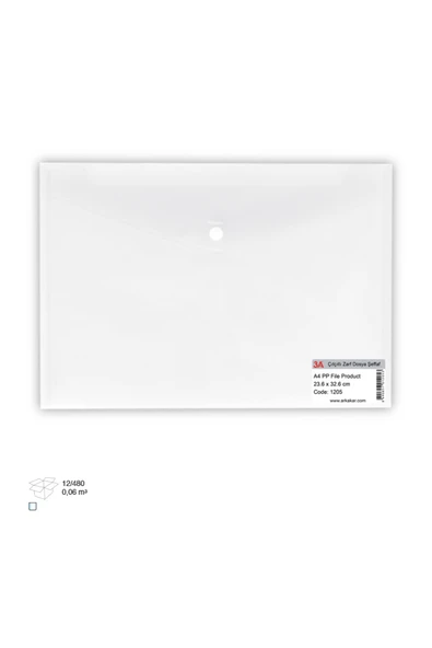 3A Çıtçıtlı Zarf Dosya Şeffaf / Renkli 18 Micron Turuncu 5 Adet - Resim 3