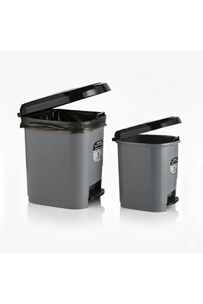 Ark 20 Lt ve 9 Lt Plastik Pedallı Çöp Kovası 2'li Set ürün görseli