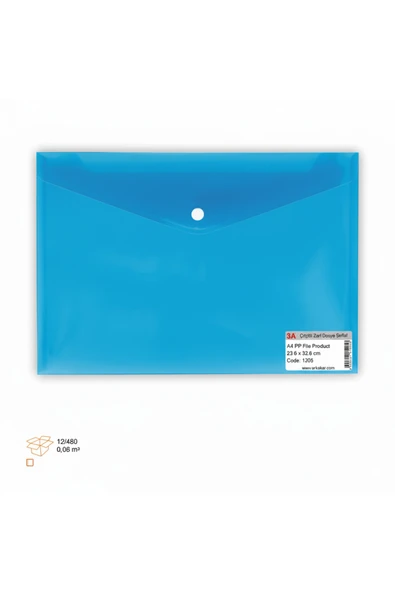 Ark Çıtçıtlı Zarf Dosya Şeffaf / Renkli 18 Micron Mavi 5 Adet ürün görseli