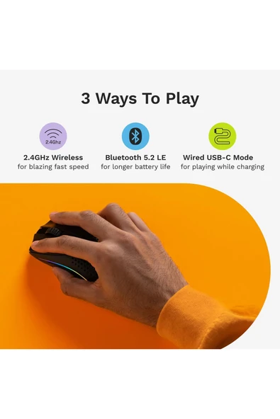 Glorious Model O 2 Mini Kablosuz RGB UltraLight Gaming Mouse 26K DPI 57g Mat Siyah - Resim 5