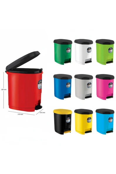 Ark Pedallı Renkli Plastik Çöp Kutusu 32x31x21 cm 9 Lt. - Resim 2