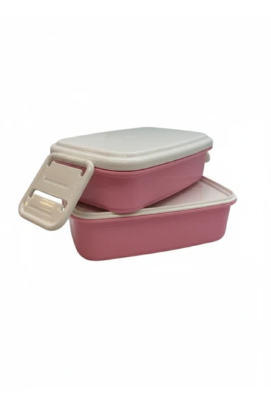 Ark 2 Katlı Plastik Beslenme Kabı Pembe ürün görseli