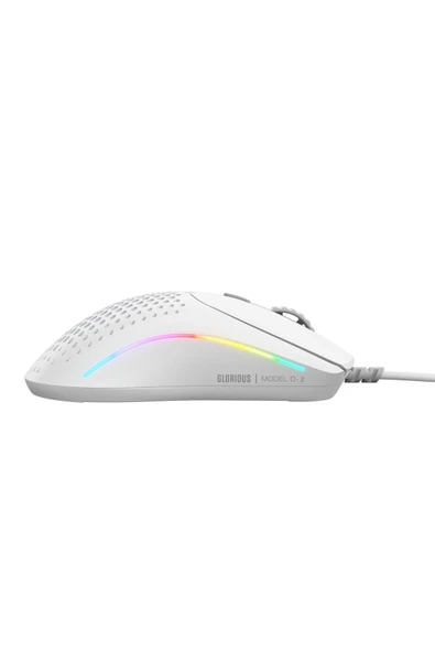 Glorious Model O 2 Mini Kablolu RGB UltraLight Gaming Mouse 26K DPI 49g – Mat Beyaz - Resim 5