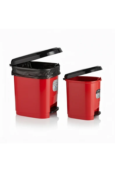 Ark 20 Lt ve 9 Lt Plastik Pedallı Çöp Kovası 2'li Set ürün görseli