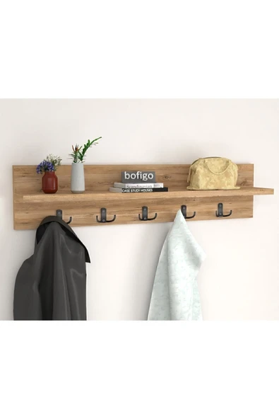 Bofigo Portmanto Duvar Askılığı Elbise Askılığı Çam 80 Cm - Resim 3