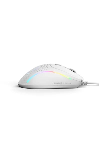 Glorious Model D 2 Kablolu RGB Ergonomik Gaming Mouse 26K DPI 58g – Mat Beyaz - Resim 2