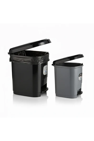 Ark 20 Lt ve 9 Lt Plastik Pedallı Çöp Kovası 2'li Set - Resim 4