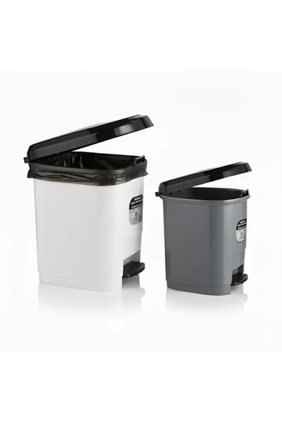 Ark 20 Lt ve 9 Lt Plastik Pedallı Çöp Kovası 2'li Set - Resim 5