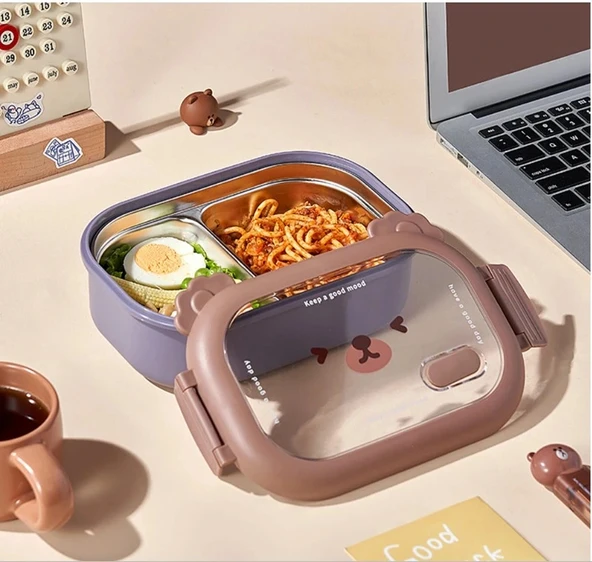 Bölmeli Paslanmaz Çelik Yemek Kutusu - Resim 4