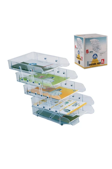 Ark 5 Katlı Şeffaf Hareketli Evrak Rafı ürün görseli