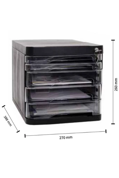 Ark 4 Çekmeceli Kilitli Plastik Evrak Rafı ürün görseli