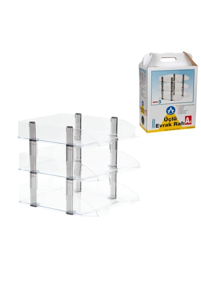 Ark Masaüstü Organizer Evrak Rafı 3'lü Şeffaf ürün görseli
