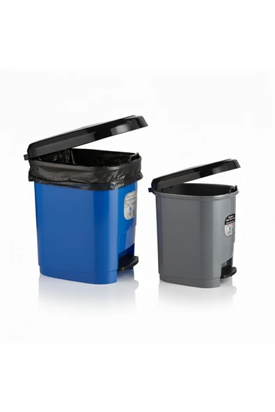 Ark 20 Lt ve 9 Lt Plastik Pedallı Çöp Kovası 2'li Set - Resim 3