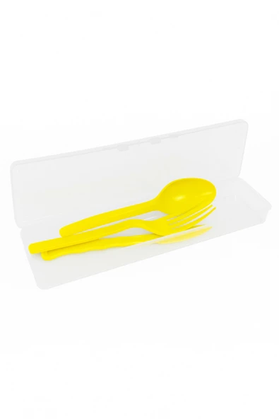 Ark Plastik Çatal Kaşık Bıçak Seti Kutulu 2 Adet - Resim 2