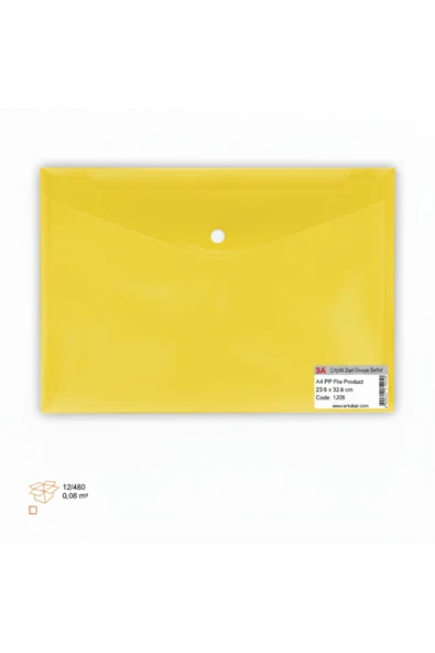 Ark Çıtçıtlı Zarf Dosya Şeffaf / Renkli 18 Micron Sarı 5 Adet ürün görseli