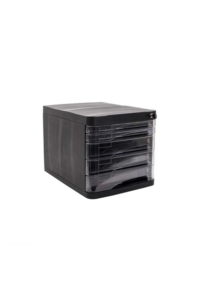 Ark 5 Çekmeceli Kilitli Plastik Evrak Rafı - Resim 3