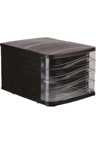 Ark Evrak Rafı 4 Çekmeceli Siyah ürün görseli