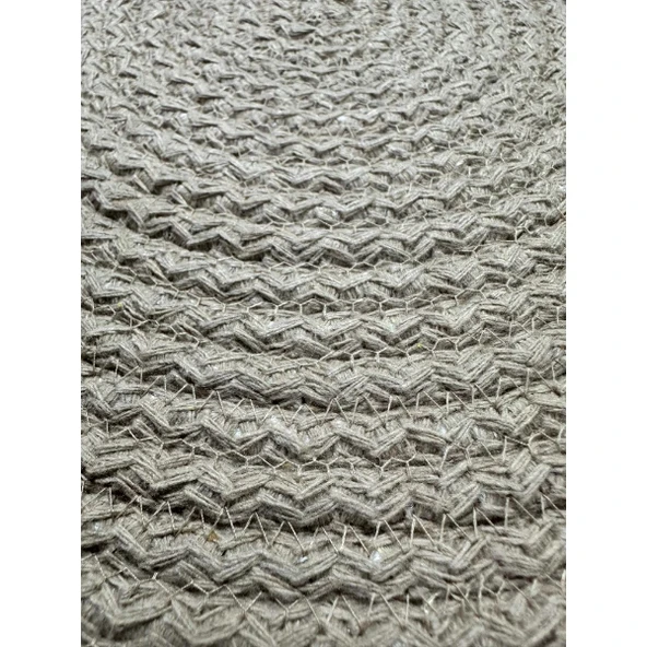 DecoHandy 39cm Neon Renkli Şeritli Jüt Örme Supla Amerikan Servis - Resim 4