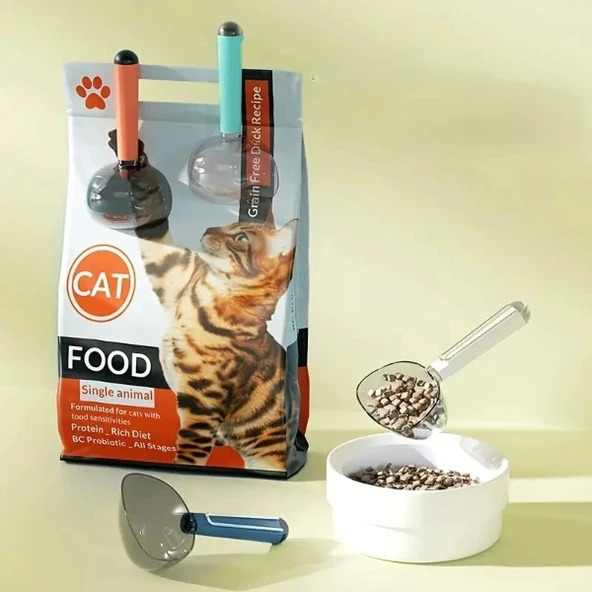 Klipsli Ölçekli Kedi Köpek Mama Küreği - Resim 2