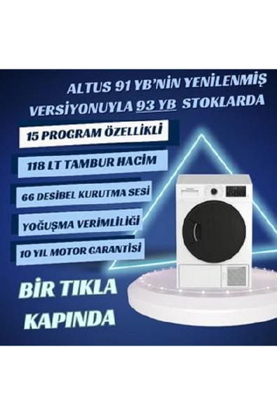 Altus AL 93 YB 9 Kg B Enerji Sınıfı Yoğuşmalı Çamaşır Kurutma Makinesi - Resim 2