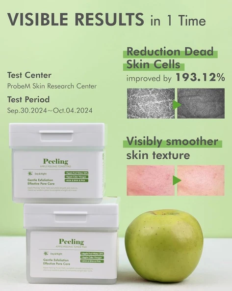 Dermal Elma Özlü Gözenek Temizleyici Aydınlatıcı Peeling Tonik Toner Pedi 80 adet - Resim 3