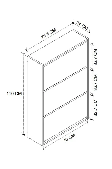 Bofigo Düşer Kapak Ayakkabılık Kayar Raflı Ayakkabılık 3 Bölmeli Ayakkabılık Melek Safir Meşe Beyaz - Resim 7