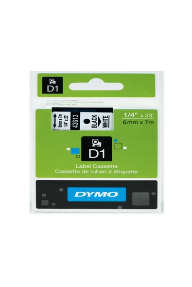 Dymo D1 Şerit Standart 6 MMx7 MT Beyaz Üzerine Siyah 43613 ürün görseli