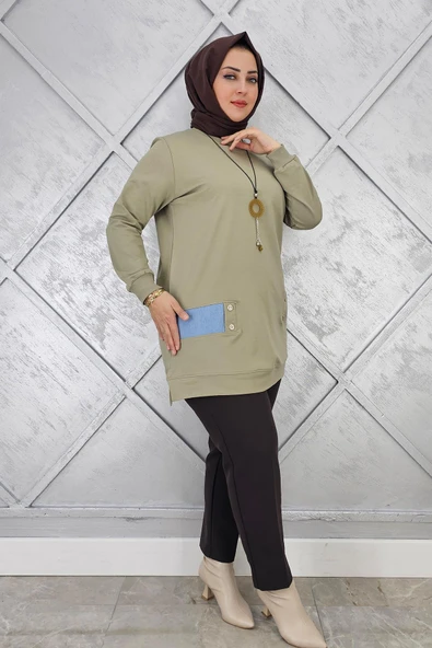 KADIN KOMBİN DETAYLI TESETTÜR TUNİK - Resim 3