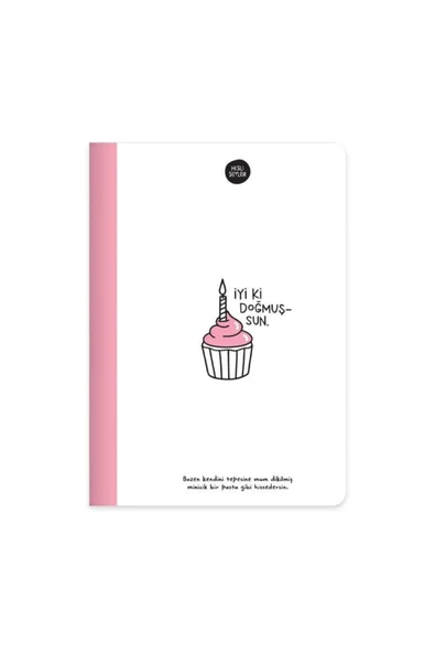 HIPEN Keskin Color Hisli Şeyler Dikişli Iyi Ki Doğmuşsun Karton Kapak 80 Pembe Yaprak A5 Çizgili Defter ürün görseli