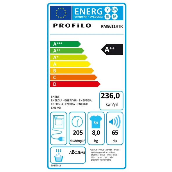Profilo KM8611HTR A++ 8 KG Isı Pompalı Çamaşır Kurutma Makinesi - Resim 4