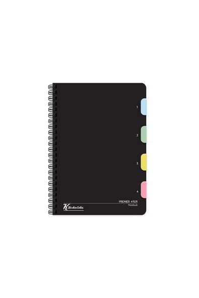 KESKİN COLOR Keskin Color Premier Spiralli Siyah Plastik Kapak 4 Bölmeli 120 Yaprak 17*24 Çizgili Defter ürün görseli