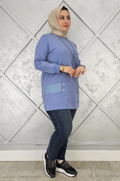 KADIN KOMBİN DETAYLI TESETTÜR TUNİK - Resim 5