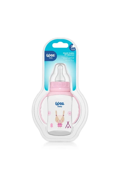 744 PP Kulplu Biberon 150 ml 6-18 Ay - Pembe - Resim 3
