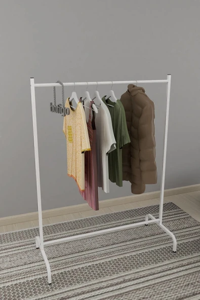 Bofigo Konfeksiyon Askısı Ayaklı Askılık Elbise Askılığı Beyaz - Resim 3