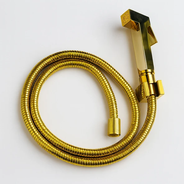 Taharet Matik Lüx Gold Kare Model Su Tasarruflu Basınç Ayarlı Temizlik Duş Başlığı ve Hortum Seti - Resim 6