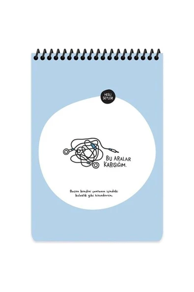 KESKİN COLOR Hisli Şeyler Bloknot 80 Yp "Bu Aralar Karışığım" A5 üstten Sipiralli - ÇİZGİLİ / C8 ürün görseli