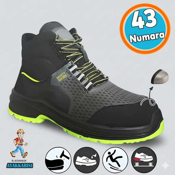İş Ayakkabısı Süet Delikli Nefes Alan Çelik Burunlu İnşaatçı Tekstil Güvenlik Ayakkabı Bot 43 Numara ürün görseli