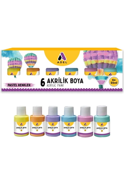 Adel Akrilik Boya 6 X 25ml. Pastel Renkler ürün görseli