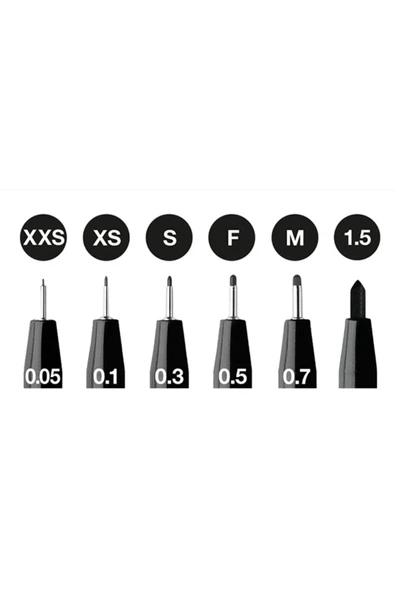 Faber Castell 6'lı Pitt Artist Pen Black Set, 6 Farklı Uç, Profesyonel Çizim Kalemleri, Yüksek Kaliteli Mürekkep - Resim 4