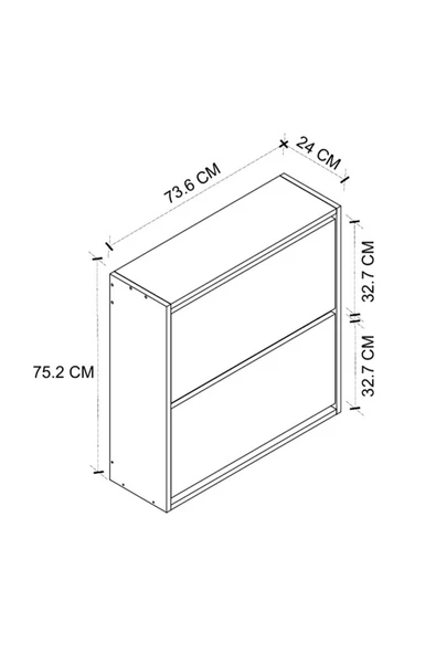 Bofigo Düşer Kapak Ayakkabılık 2 Bölmeli Kayar Raflı Ayakkabılık Duvara Monte Ayakkabılık Peri Beyaz - Resim 8