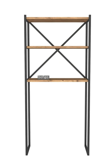 Bofigo 3 Raflı Metal Banyo Düzenleyici Metal Banyo Rafı Çamaşır Makinası Üstü Çam - Resim 7