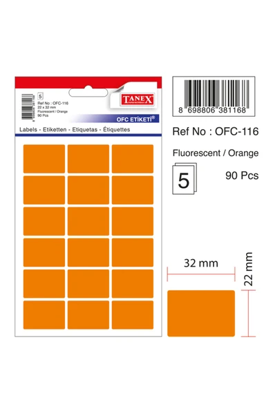 Tanex Ofc-116 Flo Turuncu Ofis Etiketi ürün görseli