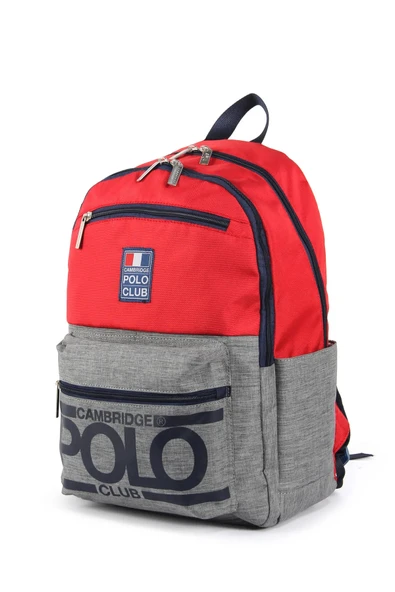 Cambridge Polo Club Street Style Dört Bölmeli Unisex Okul Sırt Çantası Kırmızı / CPO4016.003 - Resim 2